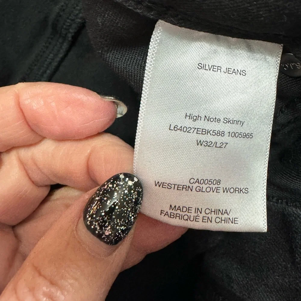 Silver Black Denim Jeans, Size 30‎